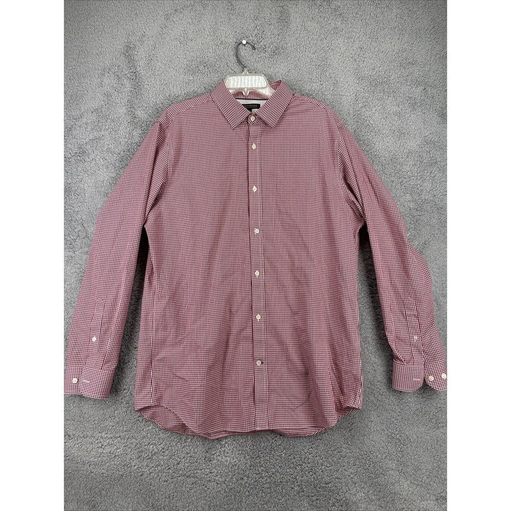 BANANA REPUBLIC Mens Slim Fit XL L/S Button Up Shirt Non Iron Red Mini Check